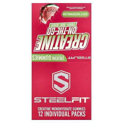Creatine On-The-Go™, Желейные конфеты с креатином моногидратом, со вкусом сочного арбуза, 12 упаковок, 0.8 oz (22 g) каждая