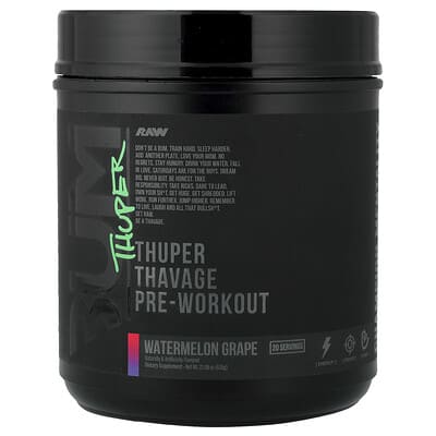 Raw Nutrition Bum, Thuper Thavage предтренировочный комплекс, Арбузный виноград, 22.08 oz (626 g)