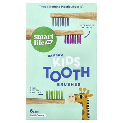 Зубные щетки SmartLifeCo Kids Bamboo, разноцветные, 6 шт.