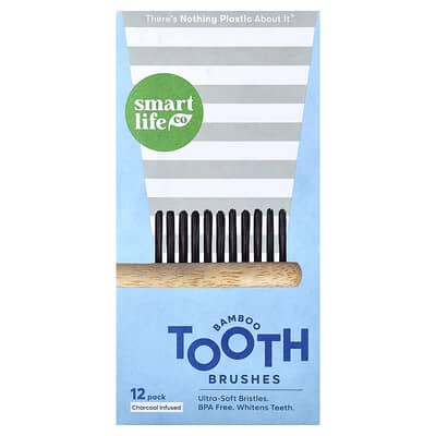 SmartLifeCo бамбуковые зубные щетки с углем, набор 12 шт.