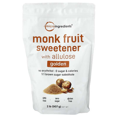 Сахарин с аллулозой Monk Fruit, золотистый, 2 lb (907 g)