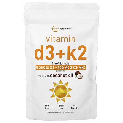 Vitamin D3 + K2, 300 Softgels