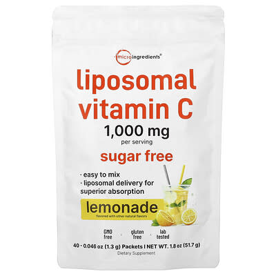 Липосомальный витамин C, Lemonade, 40 пакетиков, 0.046 oz (1.3 g) каждый