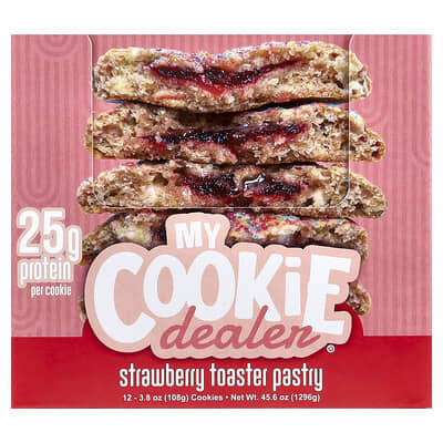 Protein Cookie, Strawberry Toaster Pastry, 12 Cookies, 3.8 oz (108 g) Each