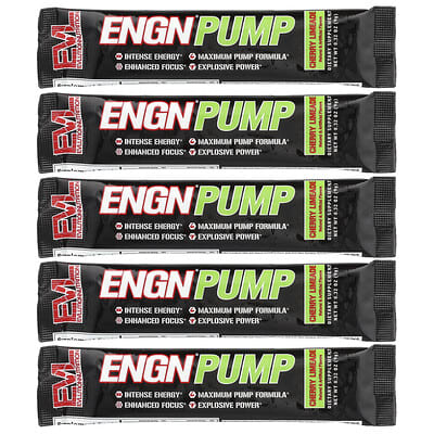 Предтренировочный комплекс EVLution Nutrition ENGN® Pump, вишневый лайм, 5 пакетиков, по 0.32 oz (9 g)