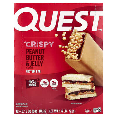 Протеиновый батончик Quest Nutrition Crispy Peanut Butter & Jelly, 12 шт по 2.12 oz (60 g)