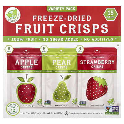 Freeze-Dried Fruit Crisps, Lunchbox Snack Variety Pack, 15 Bags, 0.35 oz (10 g) Each