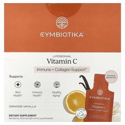 Cymbiotika Липосомальный витамин C, апельсин-ваниль, 28 пакетиков, 15 ml каждый