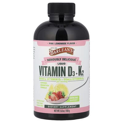 Seriously Delicious Liquid Vitamin D3 + K2, розовая лимонадная, 5.6 oz (159 g)