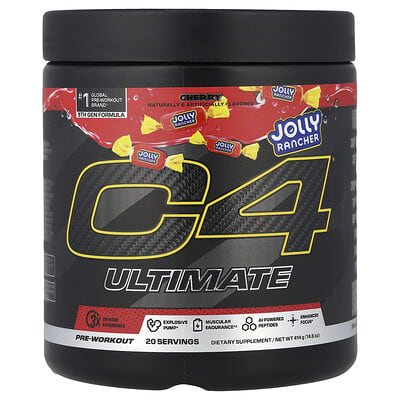 C4® Ultimate предтренировочная добавка Jolly Rancher Cherry, 14.6 oz (414 g)