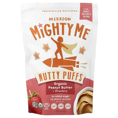 Nutty Puffs Органические арахисовое масло + клубника, 1.5 oz (42 g)