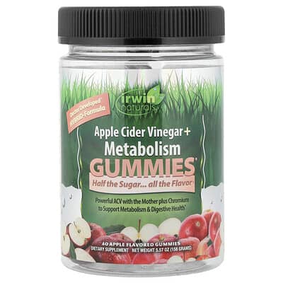 Желейные витамины Apple Cider Vinegar + Metabolism, яблоко, 40 штук (500 mg на одну штуку)