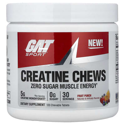 Sport, Creatine Chews, Fruit Punch, 120 Chewable Tablets