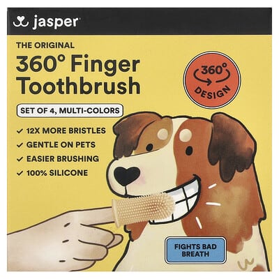 360°  Finger Toothbrush, Multi-Colors, 4 Toothbrushes