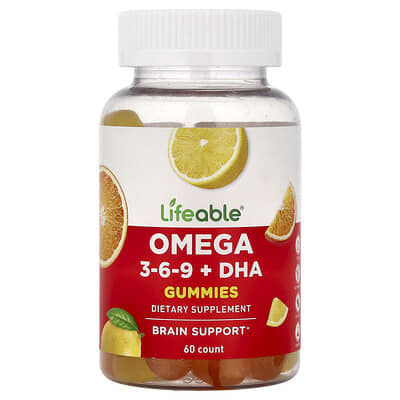 Omega 3-6-9 + DHA Gummies, Orange & Lemon, 60 Gummies