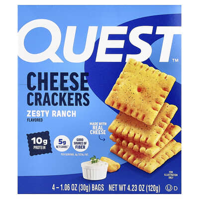 Cheese Crackers, Zesty Ranch, 4 Bags, 1.06 oz (30 g) Each