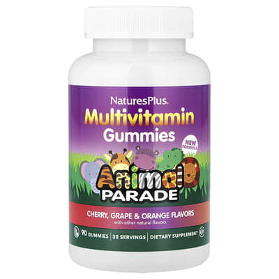 Animal Parade®, Multivitamin Gummies, Cherry, Grape & Orange, 90 Gummies