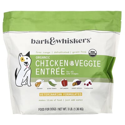 Органический корм для собак Bark & Whiskers®, курица и овощи, 3 lb (1.36 kg)