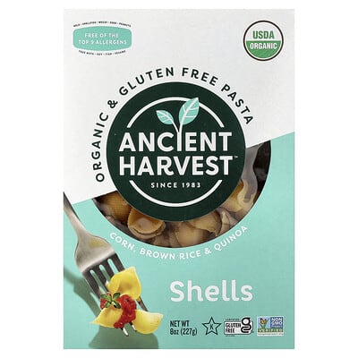 Organic & Gluten Free Pasta, Shells, 8 oz (227 g)
