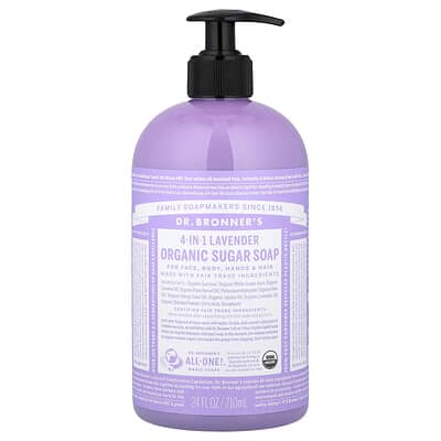 4-in-1 Organic Sugar Soap, Lavender, 24 fl oz (710 ml)