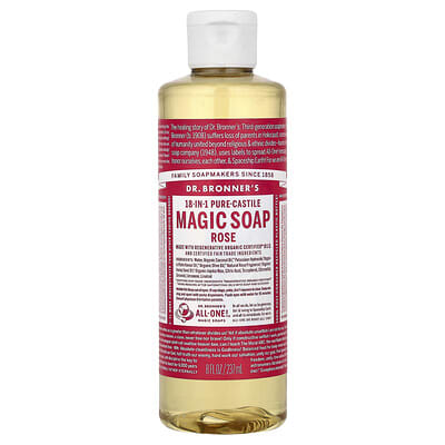18-in-1 Pure-Castile Magic Soap, Rose, 8 fl oz (237 ml)