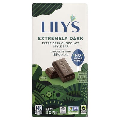 Extra Dark Chocolate Style Bar, Extremely Dark, 85% Cacao, 2.8 oz (79 g)