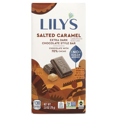 Extra Dark Chocolate Style Bar, Salted Caramel, 70% Cacao, 2.8 oz (79 g)