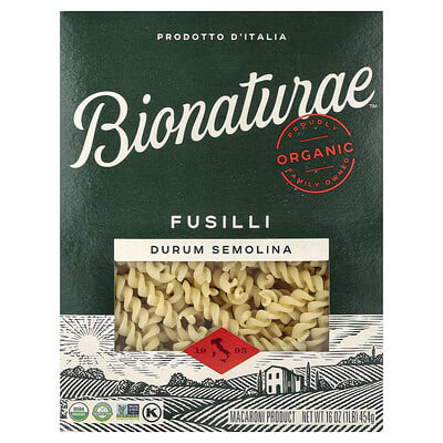 Макароны Bionaturae Organic Durum Semolina Fusilli 454 g
