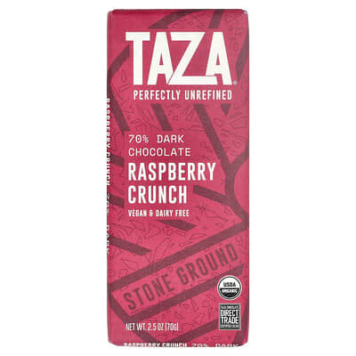 Темный шоколад 70%, Raspberry Crunch, 2.5 oz (70 g)