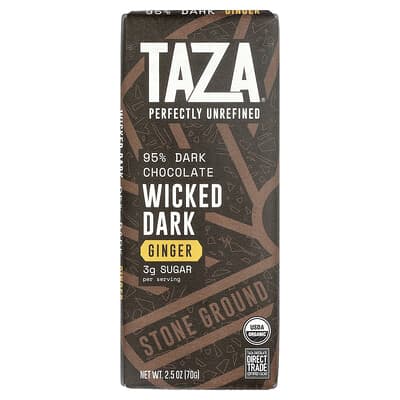 95% Dark Chocolate, Wicked Dark, Ginger, 2.5 oz (70 g)