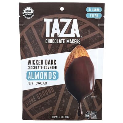 Wicked Dark Chocolate Covered Almonds, 87% Cacao, 3.5 oz (99 g)