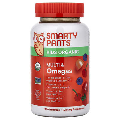 Kids Organic, Multi & Omegas Gummies, Mixed Berry and Cherry, 90 Gummies