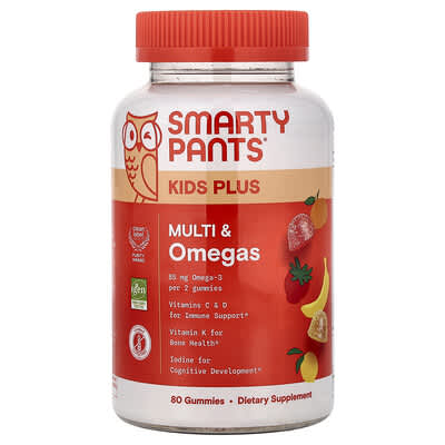 Kids Plus, Multi & Omegas Gummies, Lemon, Orange, and Strawberry Banana, 80 Gummies