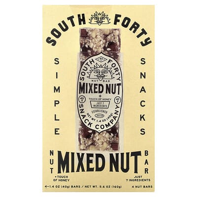 Nut Bar, Mixed Nut + Touch of Honey, 4 Bars, 1.4 oz (40 g) Each