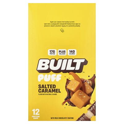 Протеиновые батончики Built Puff, соленая карамель, 12 шт, 1.41 oz (40 g)