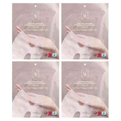 Pot Pore Peptamin Hydro Collagen Beauty Mask Pack, 4 Sheets, 1.23 oz (35 g) Each