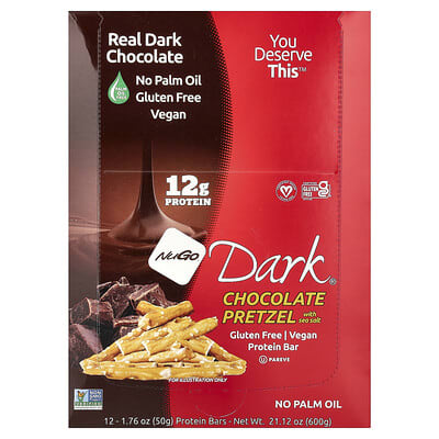 Протеиновые батончики Dark®, Chocolate Pretzel With Sea Salt, 12 Bars, 1.76 oz (50 g)