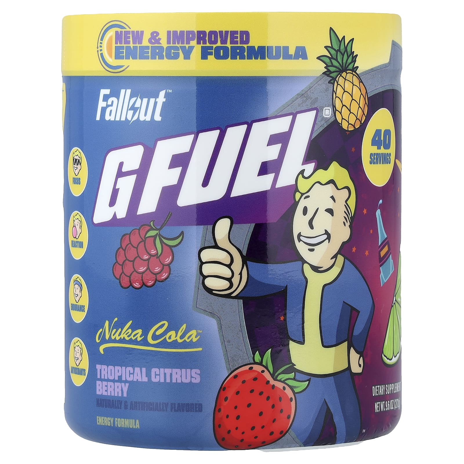 Энергетическая формула Fallout™, Nuka Cola™, Tropical Citrus Berry, 9.6 oz (272 g)