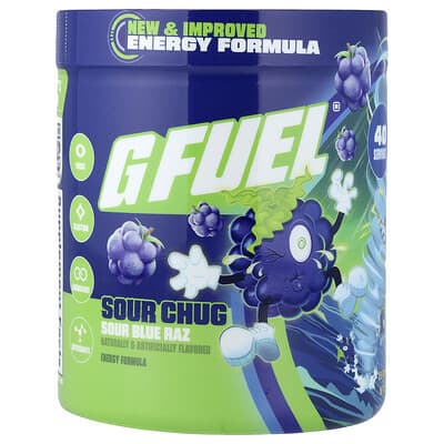 Энергетическая формула Sour Chug, Sour Blue Raz, 9.6 oz (272 g)