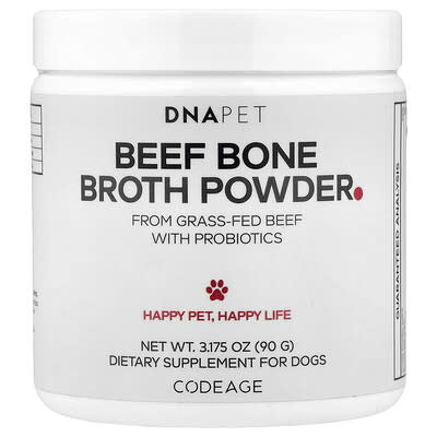 DNA Pet, Beef Bone Broth Powder, For Dogs, 3.175 oz (90 g)