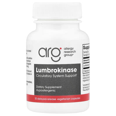 Allergy Research Group Lumbrokinase 30 вегетарианских капсул