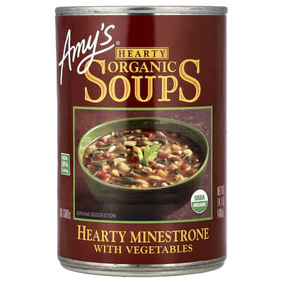 Organic Hearty Soups, Minestrone with Vegetables, 14.1 oz (400 g)