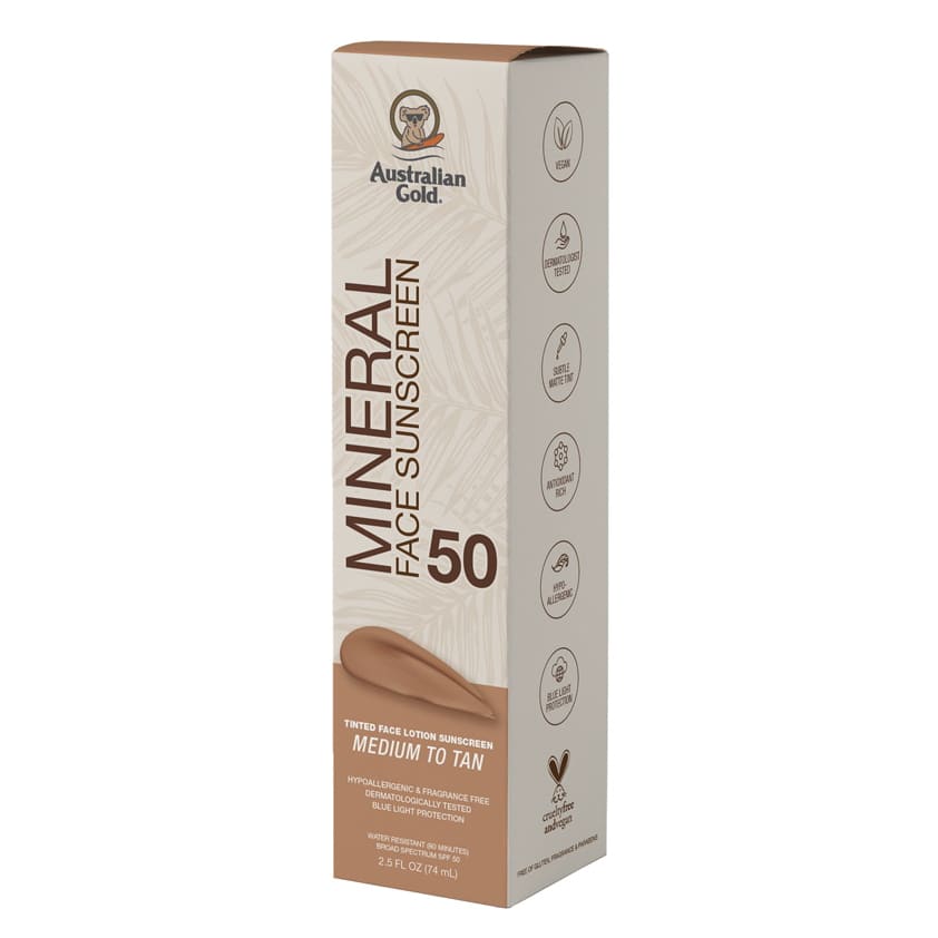 Mineral Tinted Face Lotion Sunscreen, SPF 50, Medium to Tan, 2.5 fl oz (74 ml)