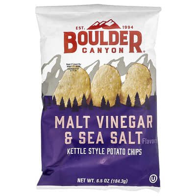 Картофель чипсы Kettle Style с солью и солодовым уксусом, 6.5 oz (184.3 g)