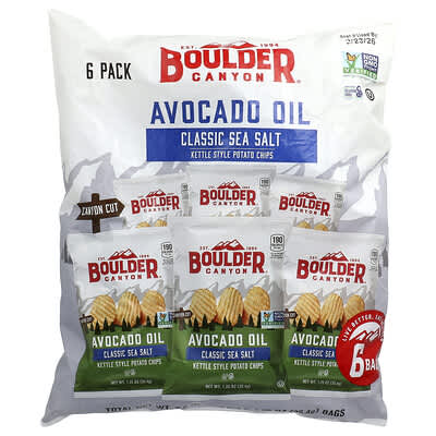 Картофель фри Boulder Canyon Avocado Oil Kettle Style, Classic Sea Salt, 6 пачек по 1.25 oz (35.4 g)
