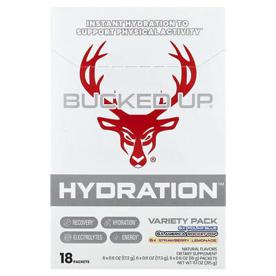 Набор разноцветных пакетиков Bucked Up Hydration™ Variety Pack, 18 Packets, 11.1 oz (315 g)