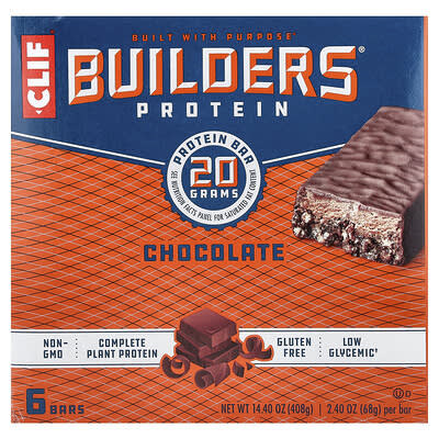 Builders Protein Bar, Chocolate, 6 Bars, 2.4 oz (68 g) Each
