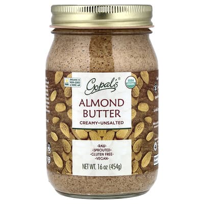 Almond Butter, Creamy, Unsalted, 16 oz (454 g)