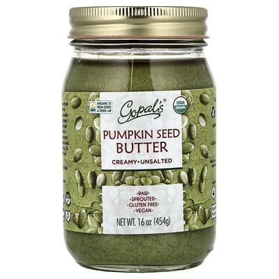 Масло из семян тыквы Gopal's, кремовое, несоленое, 16 oz (454 g)