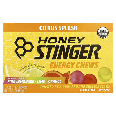 Энергетические жевательные конфеты Citrus Splash, 12 упаковок по 1.8 oz (50 g)